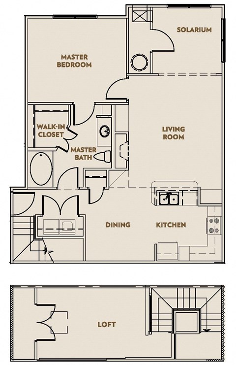 Floor plan for 1 bed, 1 bath, 1213 sqft